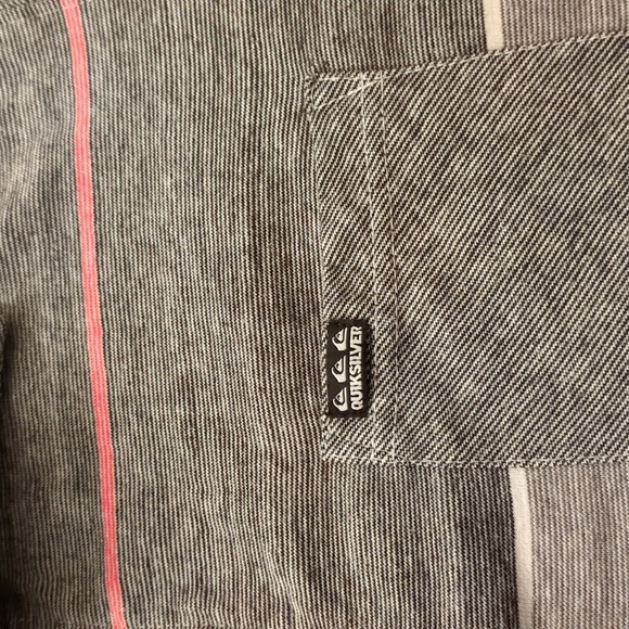 Quicksilver Men's Gray Striped Color Block Polo Shirt - Picture 3 of 4